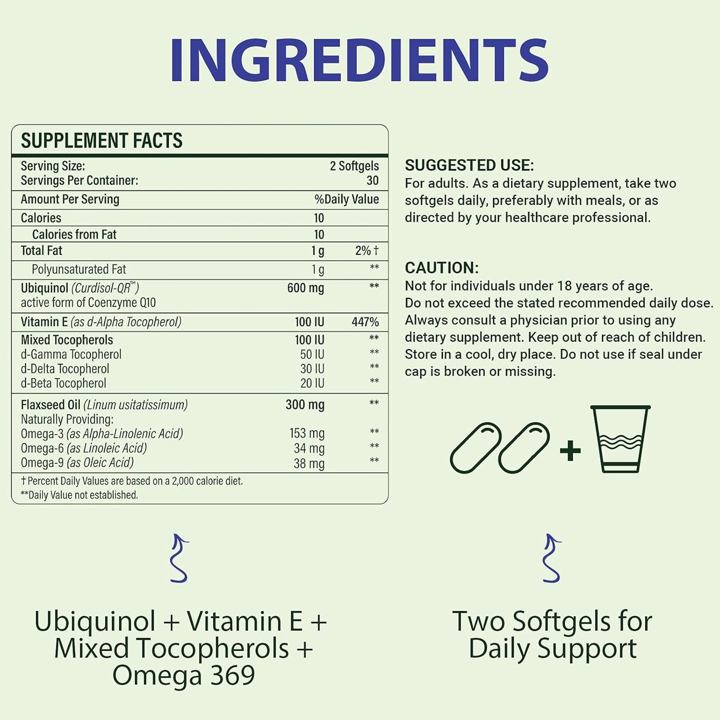 High Absorption Mistaccy CoQ10 Ubiquinol Supplement 600mg Softgels with Vitamin E & Omega 3 6 9 | Antioxidant Powerhouse for Health | 240 Softgels