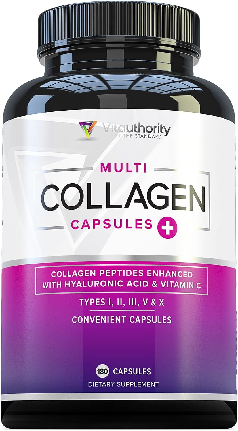 High Absorption Multi Collagen Pills for Hair, Skin & Nails - 60 Servings - Types I, II, III, V, X - Hyaluronic Acid & Vitamin C - Men & Women