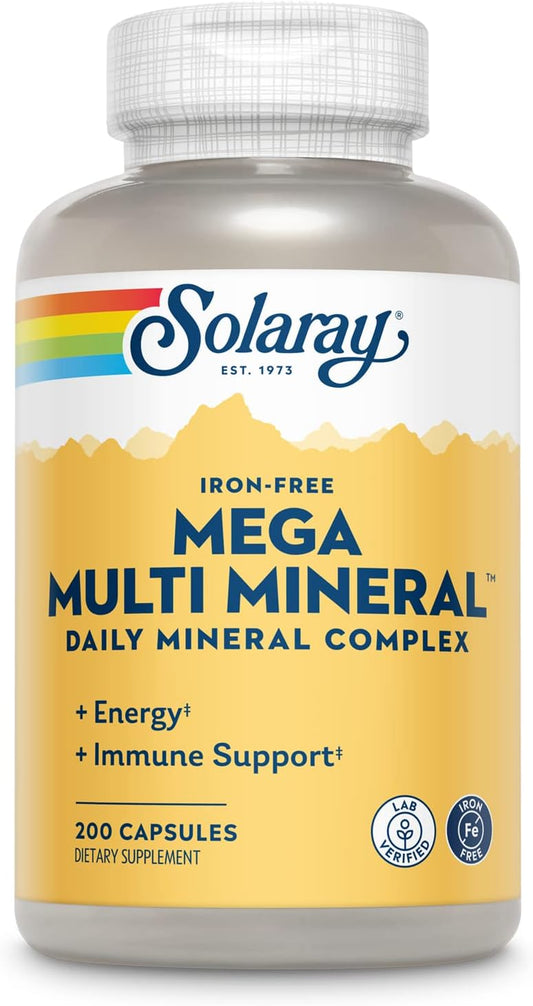 High Absorption Multi Mineral Complex with Calcium, Magnesium, Zinc - Iron-Free Formula for Energy and Immune Support - 200 Capsules, 60-Day Guarantee