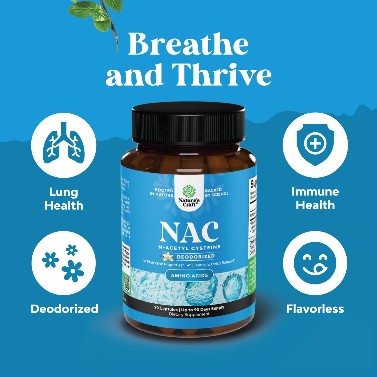 High Absorption NAC 600mg Capsules - Natures Craft N-Acetyl Cysteine Supplement for Liver Detox, Kidney Support, Lung Health, Immunity, & Brain Health