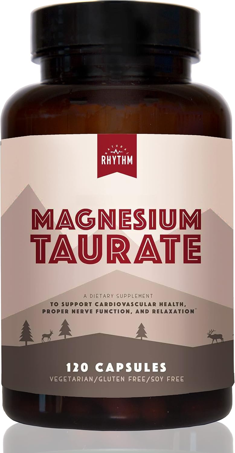 High Absorption Natural Rhythm Magnesium Taurate Capsules - 750mg (150mg Magnesium) - 120 Count