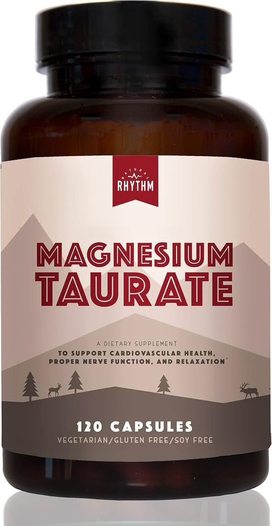 High Absorption Natural Rhythm Magnesium Taurate Capsules - 750mg (150mg Magnesium) - 120 Count
