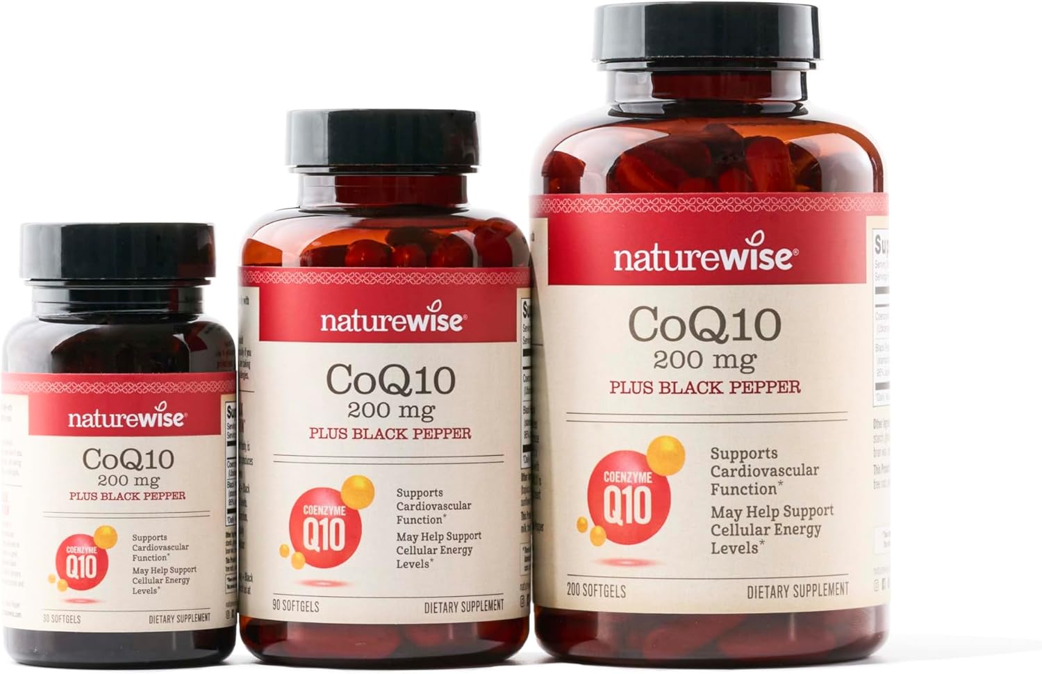 High Absorption NatureWise CoQ10 200mg Softgels with BioPerine Black Pepper - Vegan Antioxidant for Heart Health and Cellular Energy - 30 Count