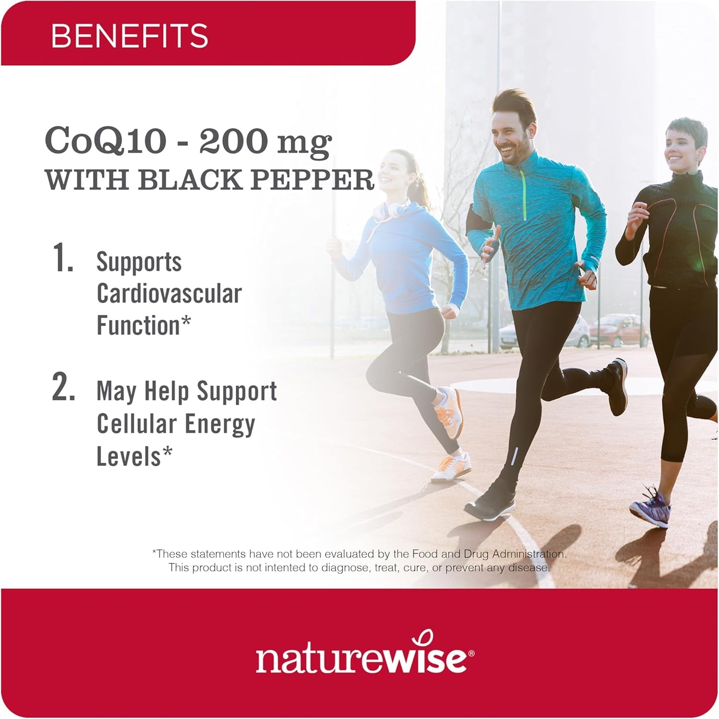 High Absorption NatureWise CoQ10 200mg Softgels with BioPerine Black Pepper - Vegan Antioxidant for Heart Health and Cellular Energy - 30 Count