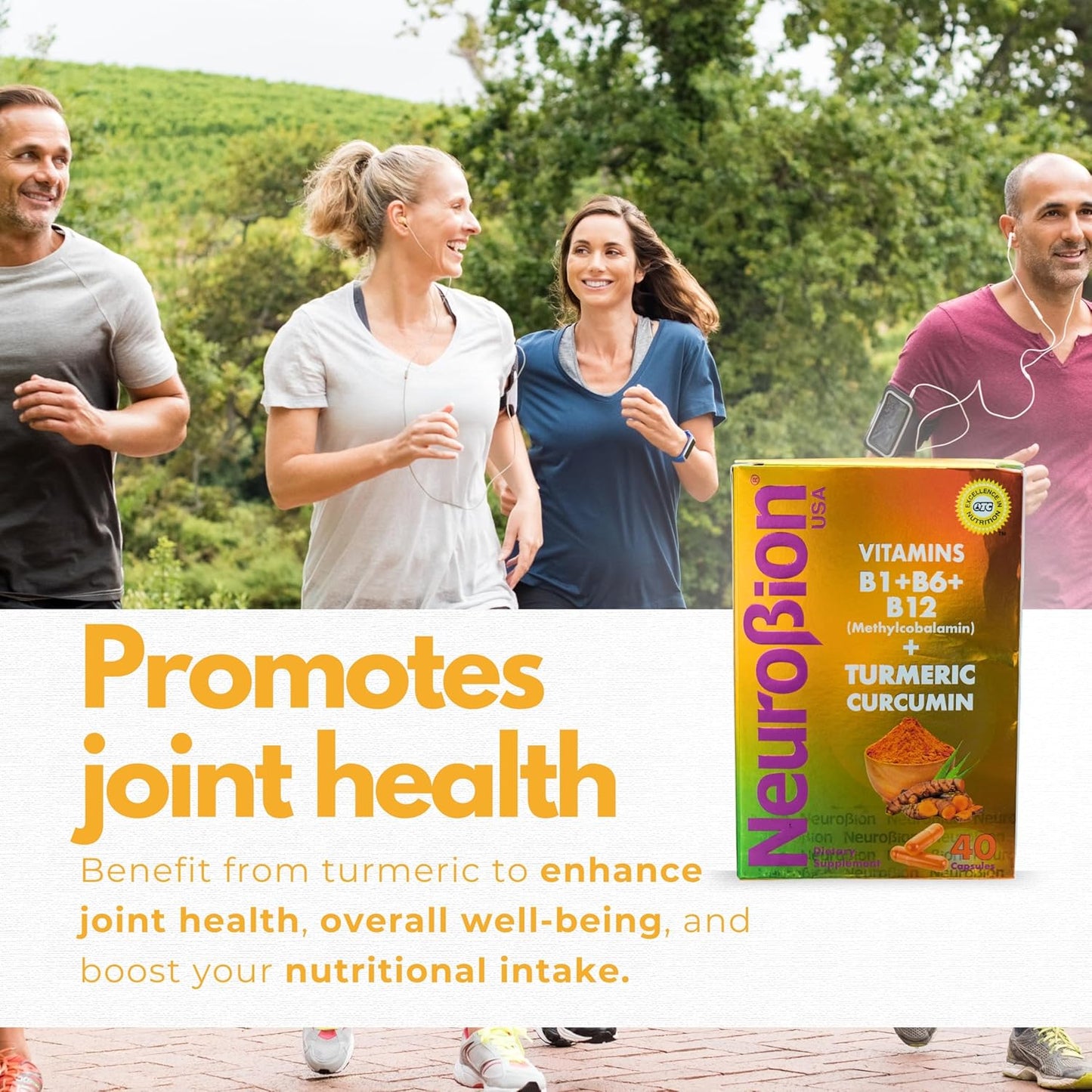 High Absorption Neurobion Turmeric Curcumin 650mg Antioxidant Support Complex with B12 - 40 Capsules