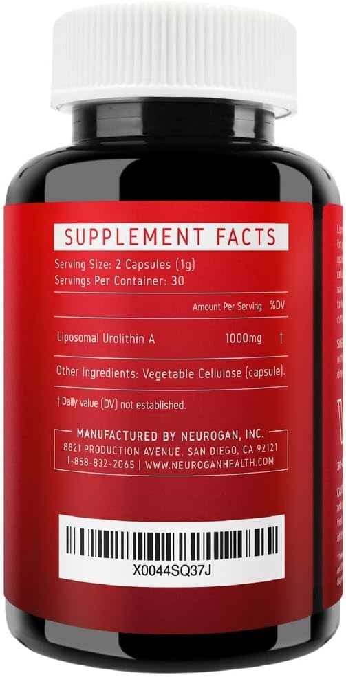 High Absorption Neurogan Liposomal Urolithin A Capsules for Cellular Regeneration, Energy & Muscle Recovery - 60 Capsules, 1000mg