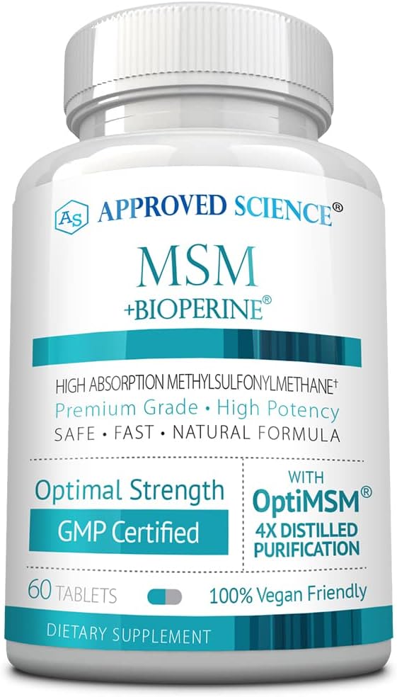 High Absorption OptiMSM 2000mg Tablets for Joint, Muscle, and Skin Health - Boost Immunity - Vegan - Non-GMO - Made in USA