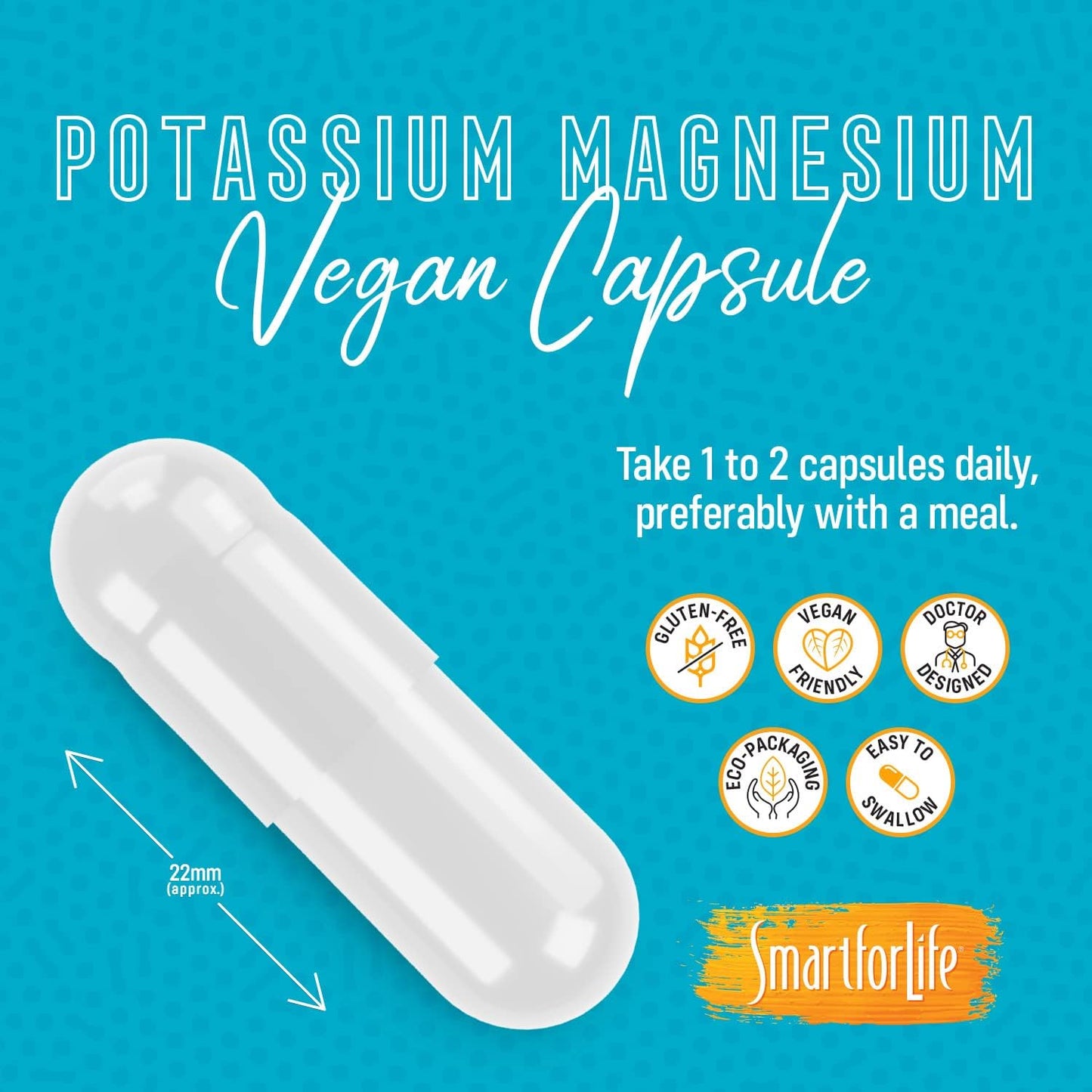 High Absorption Potassium Magnesium Supplement - Vascular Health Support - 60 Vegan Capsules - Leg Cramp Relief and Sleep Aid