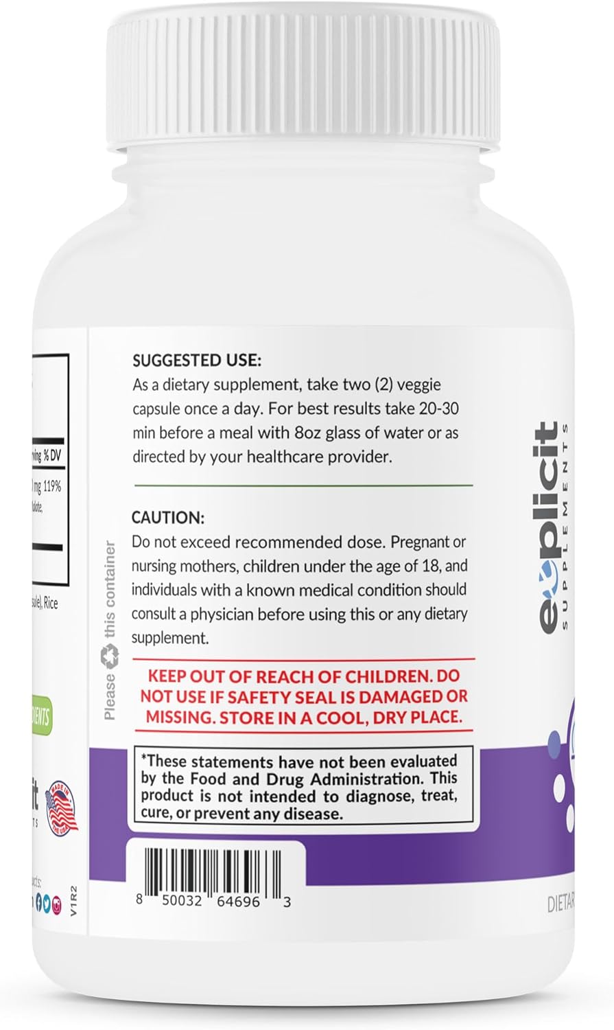 High Absorption Quad Magnesium Complex Supplement - 500mg Magnesium Glycinate, Malate, Oxide & Citrate - Supports Muscles, Sleep, Energy, Relaxation - Aquamin - 60 Capsules