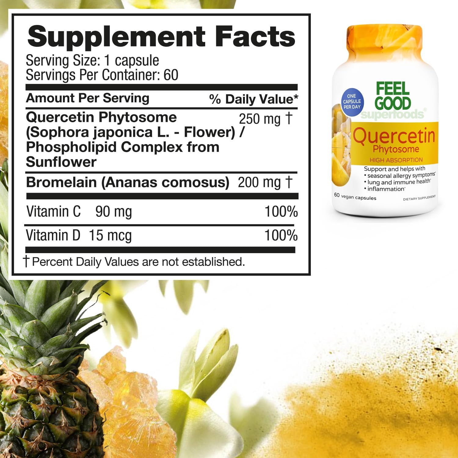 High Absorption Quercetin Phytosome Capsules - Immune & Respiratory Health Support - Premium Antioxidant Supplement