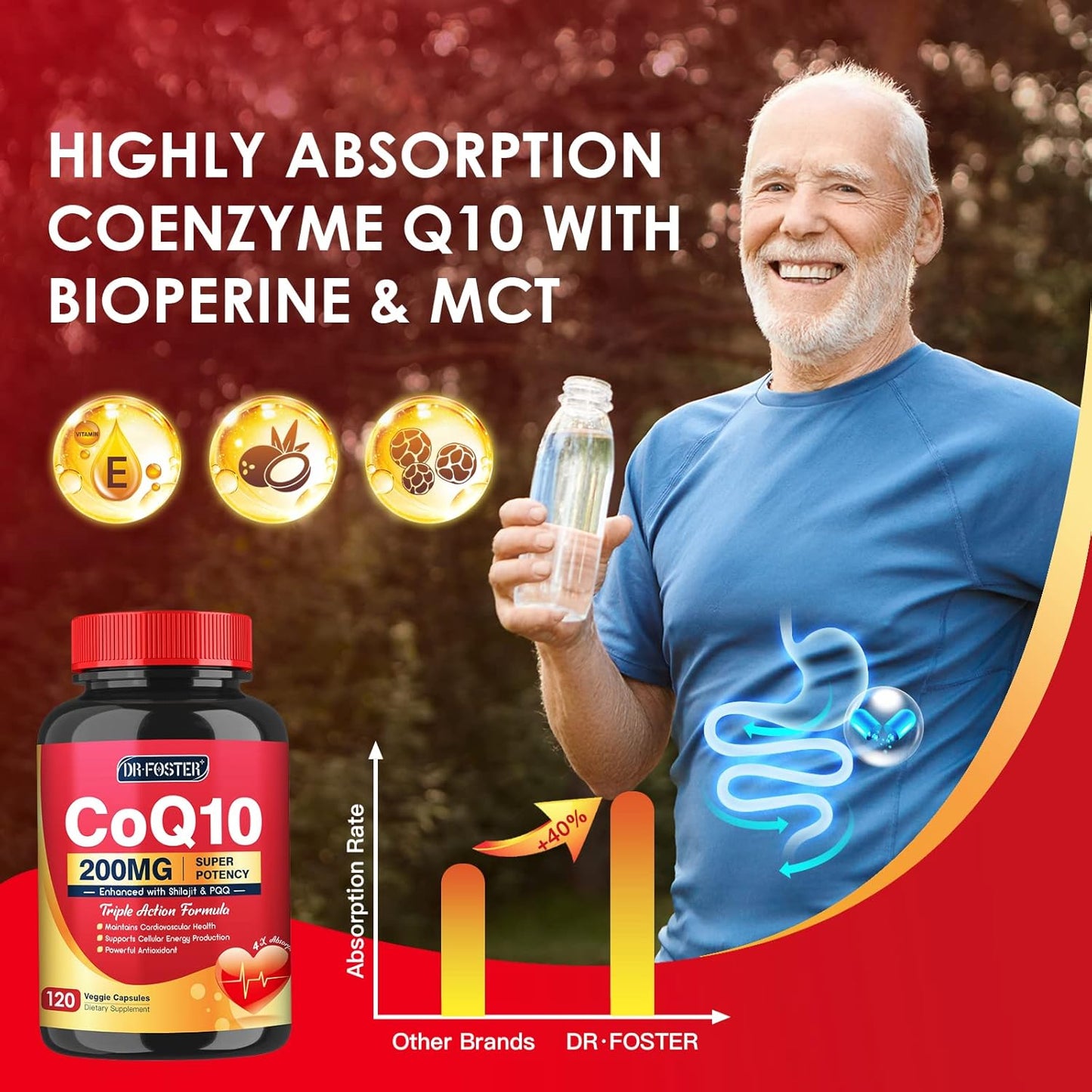 High Absorption Quinovit CoQ10 200mg with PQQ, Shilajit & Bioperine - Heart, Brain, and Energy Support - 120 Capsules