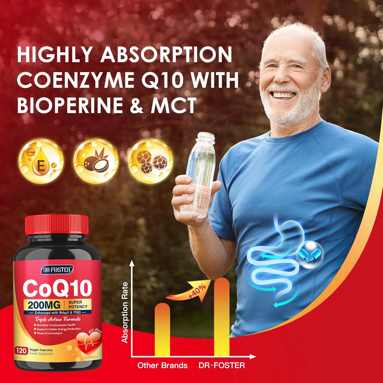 High Absorption Quinovit CoQ10 200mg with PQQ, Shilajit & Bioperine - Heart, Brain, and Energy Support - 120 Capsules