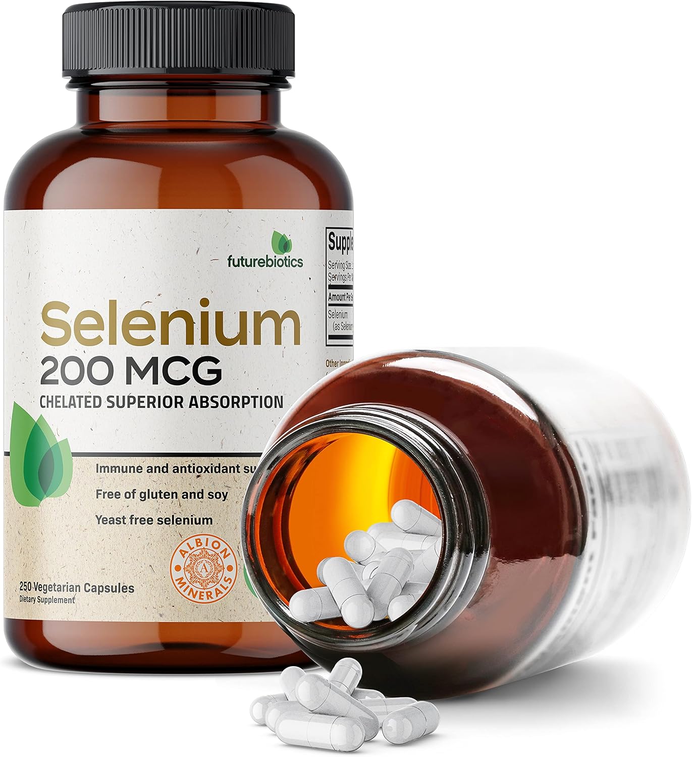 High Absorption Selenium Amino Acid Complex 200 mcg - Non GMO Essential Trace Mineral in 250 Capsules by Futurebiotics
