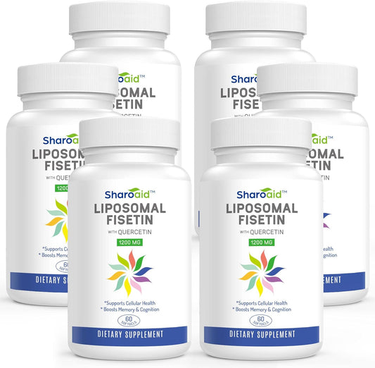 High Absorption Sharoaid Liposomal Fisetin and Quercetin Supplements - 1200 mg - 6 Bottles - 360 Softgels - Non-GMO - Gluten-Free - Polyphenols Antioxidants for Men and Women