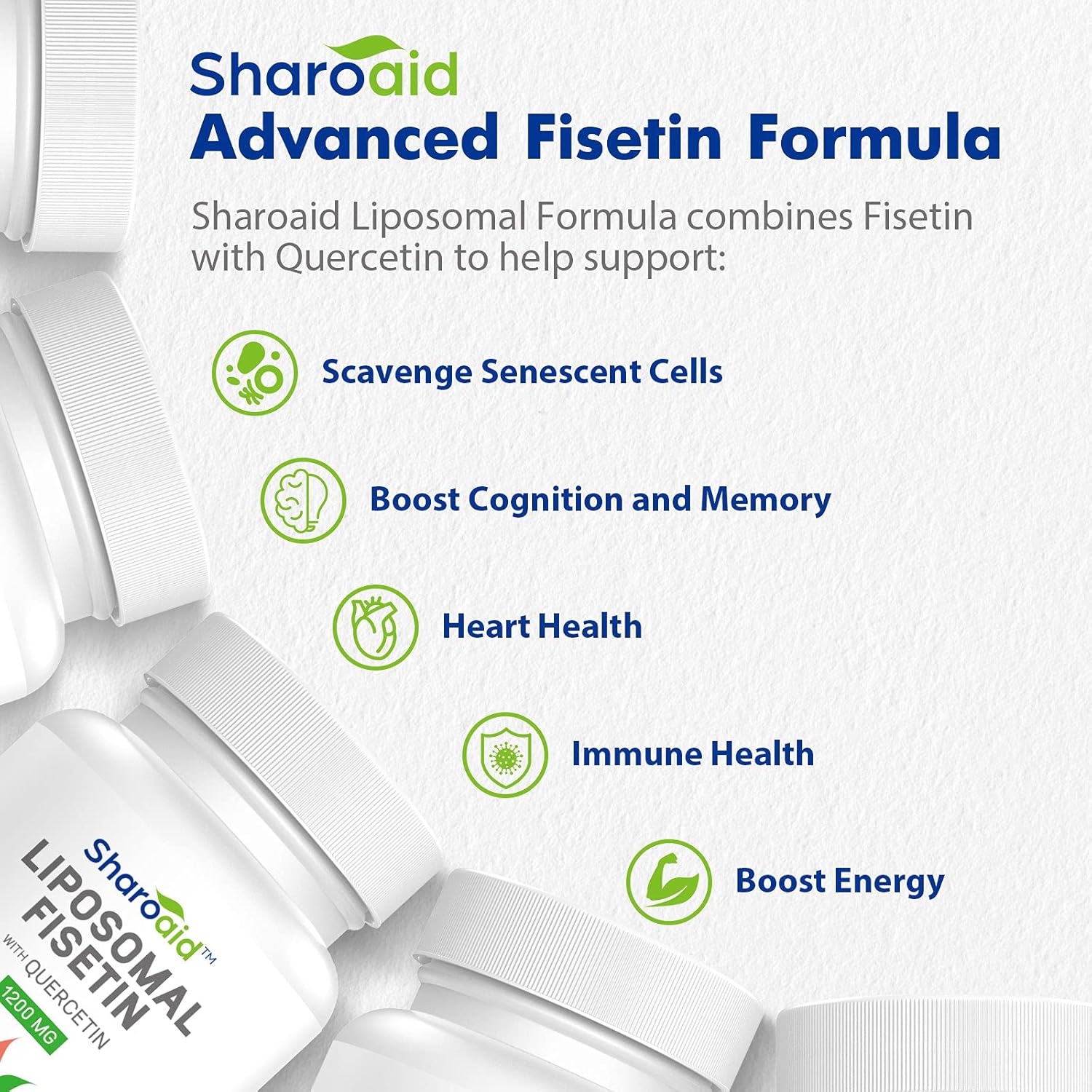 High Absorption Sharoaid Liposomal Fisetin and Quercetin Supplements - 1200 mg - 6 Bottles - 360 Softgels - Non-GMO - Gluten-Free - Polyphenols Antioxidants for Men and Women
