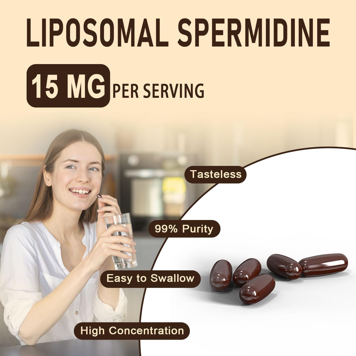 High Absorption Spermidine Supplement with Zinc & Thiamin - Cellular Renewal & Energy Boost - 240 Softgels