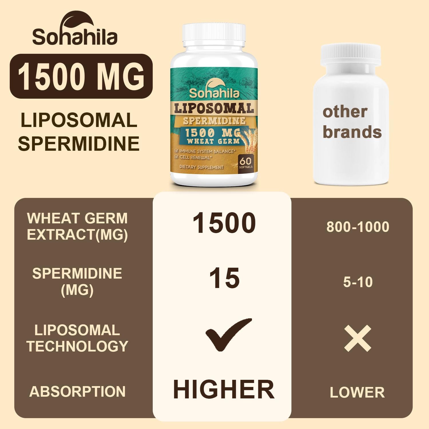 High Absorption Spermidine Supplement with Zinc & Thiamin - Cellular Renewal & Energy Boost - 240 Softgels