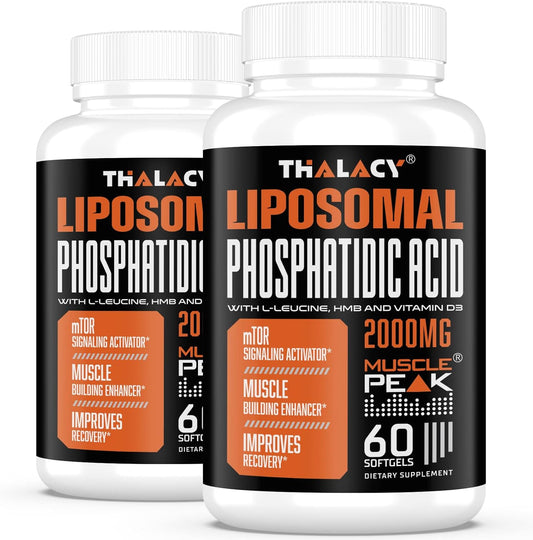 High Absorption Thalacy 2000mg Liposomal Phosphatidic Acid (PA) Muscle Builder Supplements for Men & Women - Enhance Muscle Growth, mTOR Protein Synthesis & Lean Body Mass - 120 Capsules