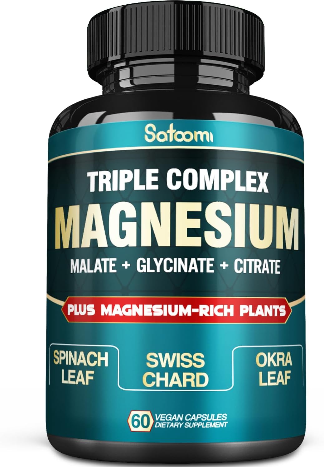 High Absorption Triple Magnesium Glycinate Complex Capsules - 500mg, Vegan - Support Heart, Joint & Brain - 60 Pills