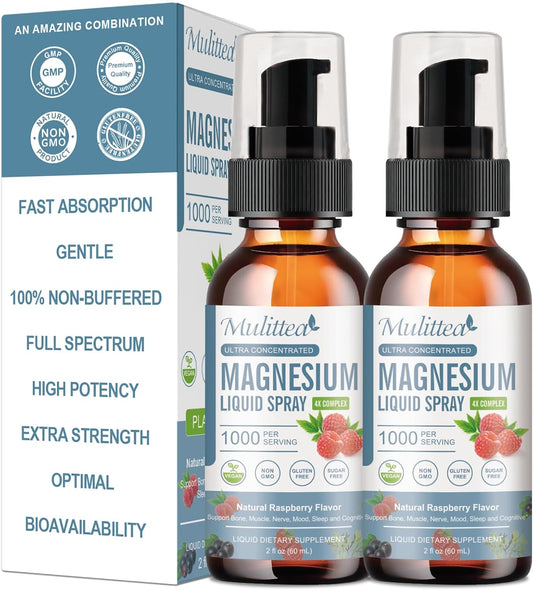 High Absorption Vegan Magnesium Complex Liquid Spray with Potassium and L-Theanine - Sugar Free, 2 Fl.oz
