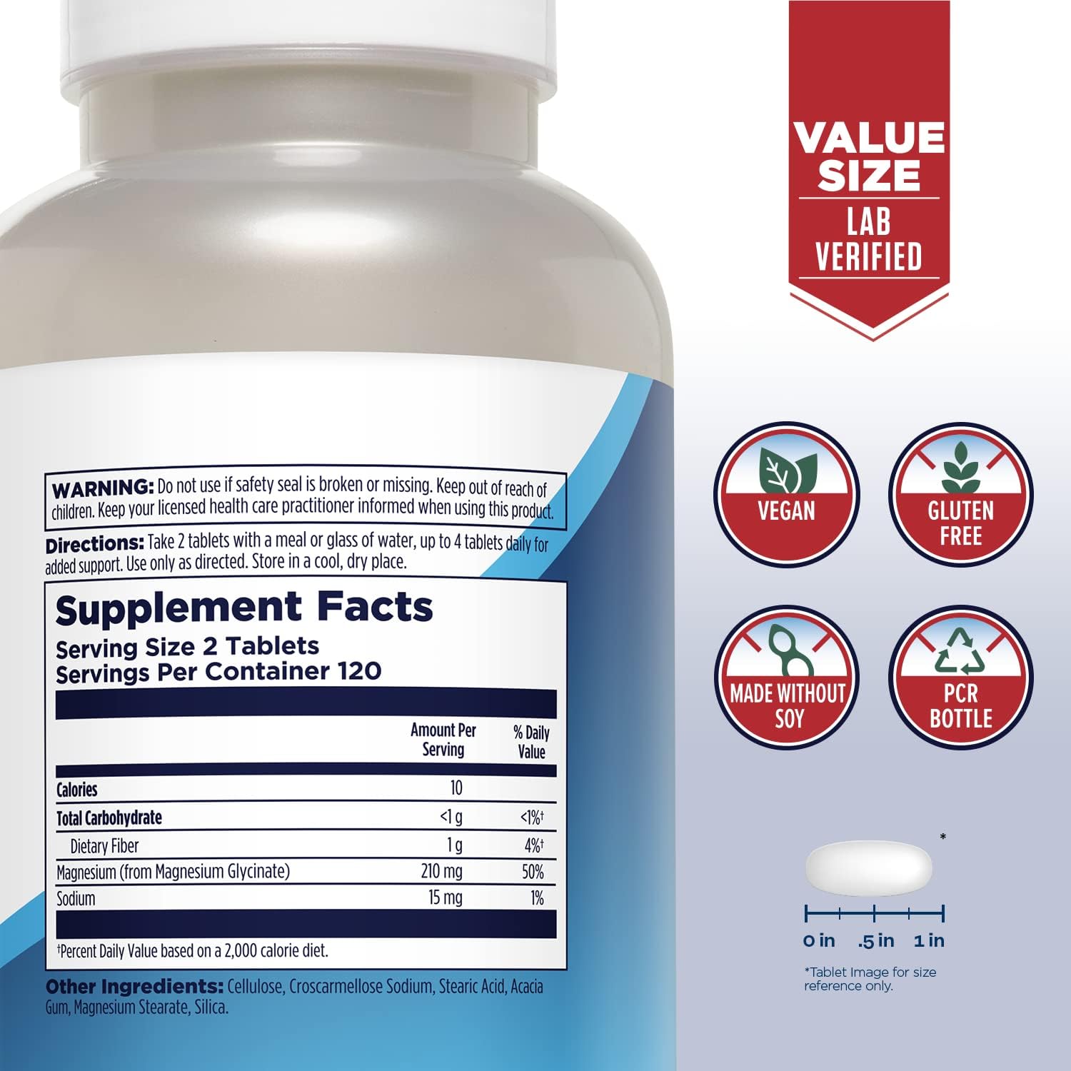 High Absorption Vegan Magnesium Glycinate Tablets with Bisglycinate Chelate for Nerve, Muscle & Bone Health - 240 Tablets