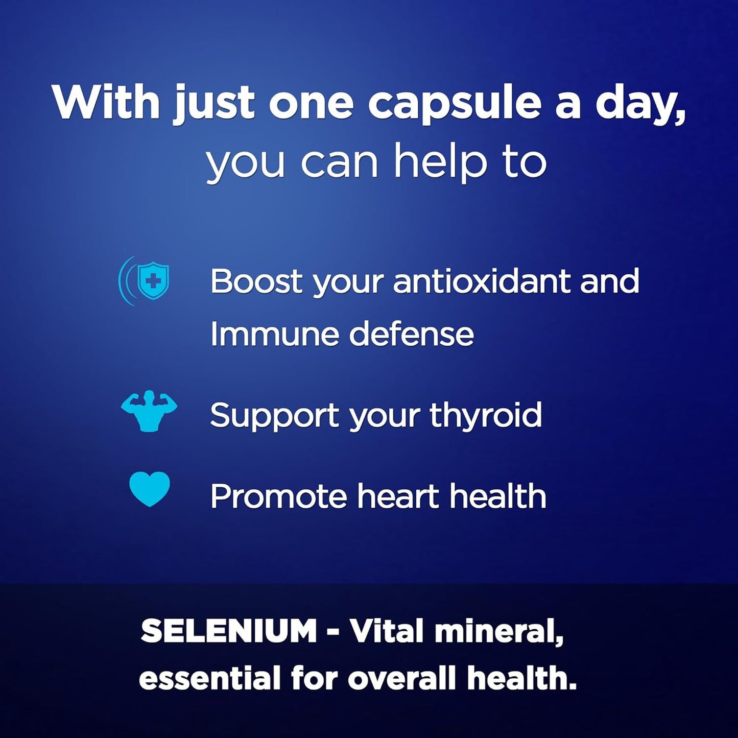 High Absorption Vegan Selenium Supplement for Healthy Immune & Thyroid Function | 200mcg Antioxidant Support | Non-GMO | 30ct