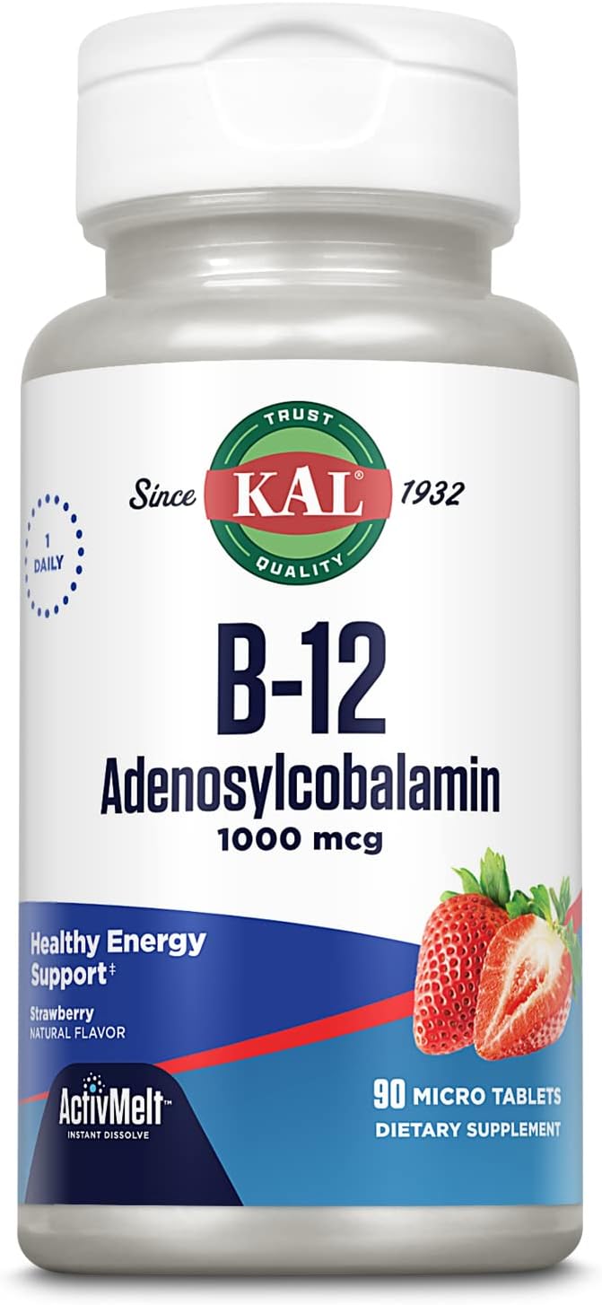 High Absorption Vitamin B12 1000 mcg ActivMelt Tablets for Energy, Metabolism, Nerve & Red Blood Cell Support - 90 Servings
