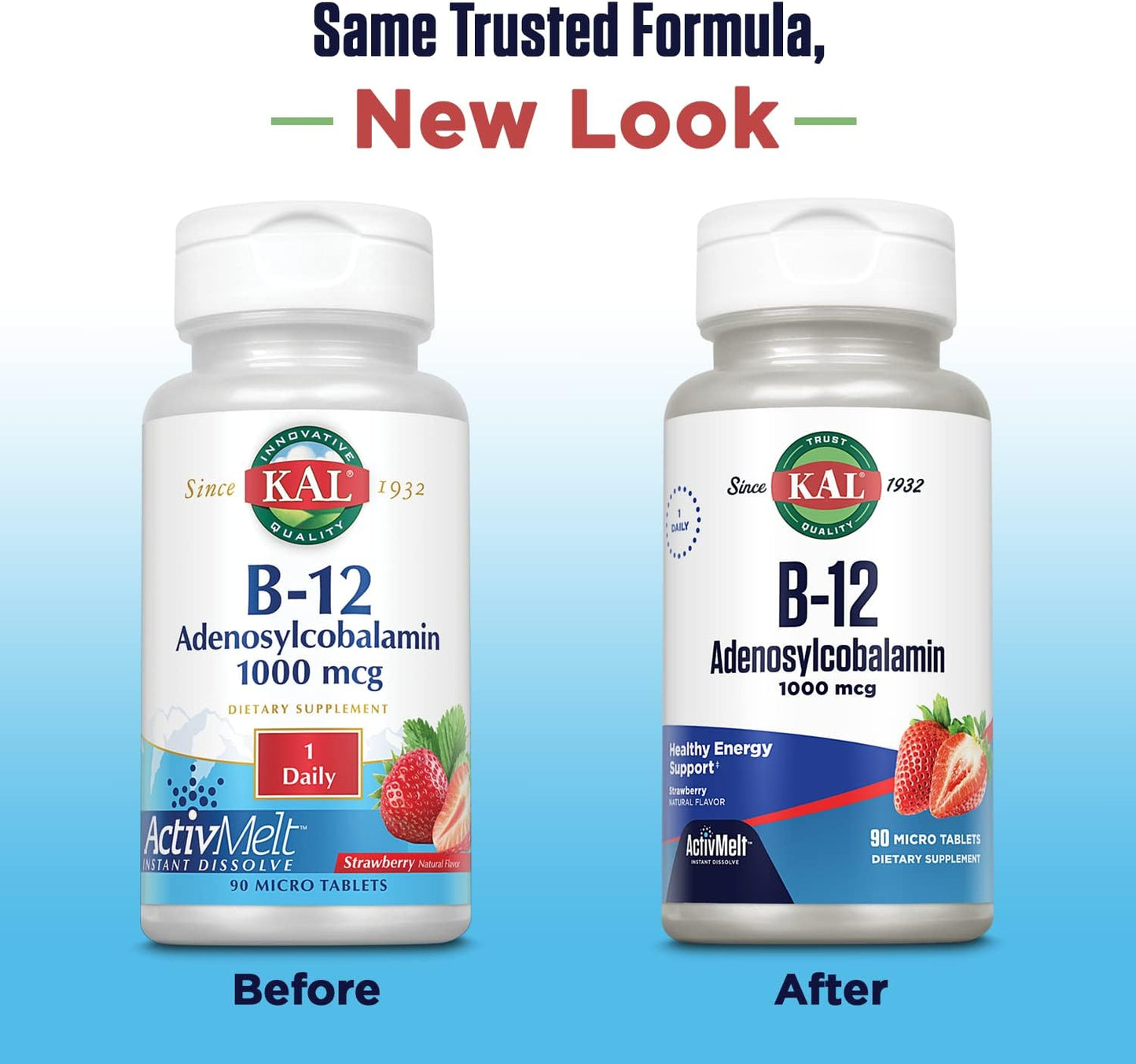 High Absorption Vitamin B12 1000 mcg ActivMelt Tablets for Energy, Metabolism, Nerve & Red Blood Cell Support - 90 Servings