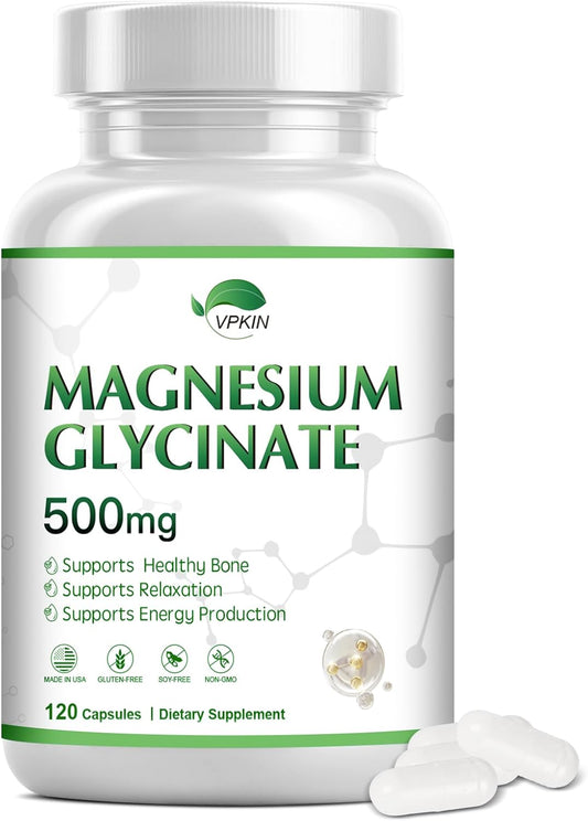 High Absorption VPKIN Magnesium Supplement Capsules with Vitamin B6 for Immune System and Energy Support - Vegan, Non GMO (120 Caps)