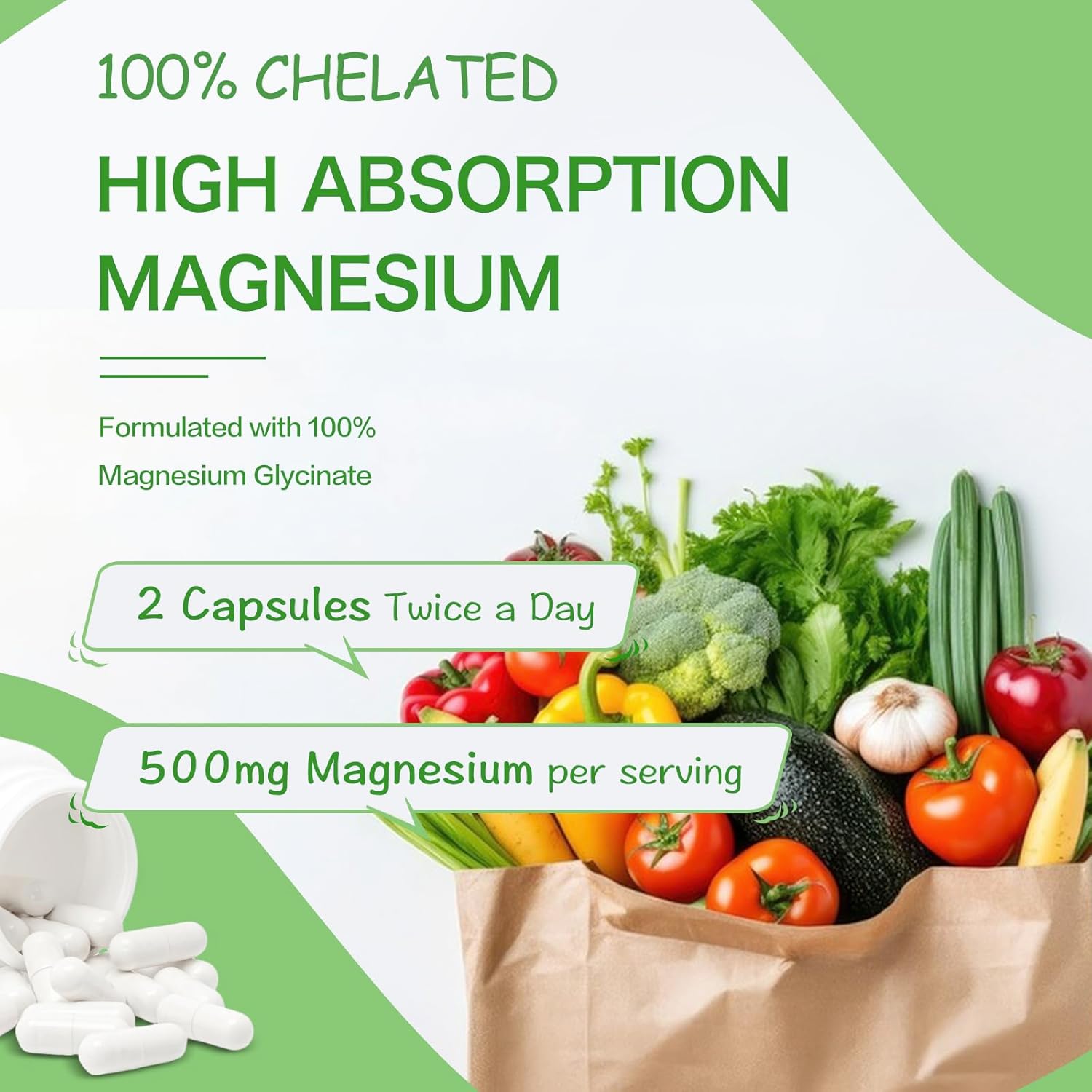 High Absorption VPKIN Magnesium Supplement Capsules with Vitamin B6 for Immune System and Energy Support - Vegan, Non GMO (120 Caps)