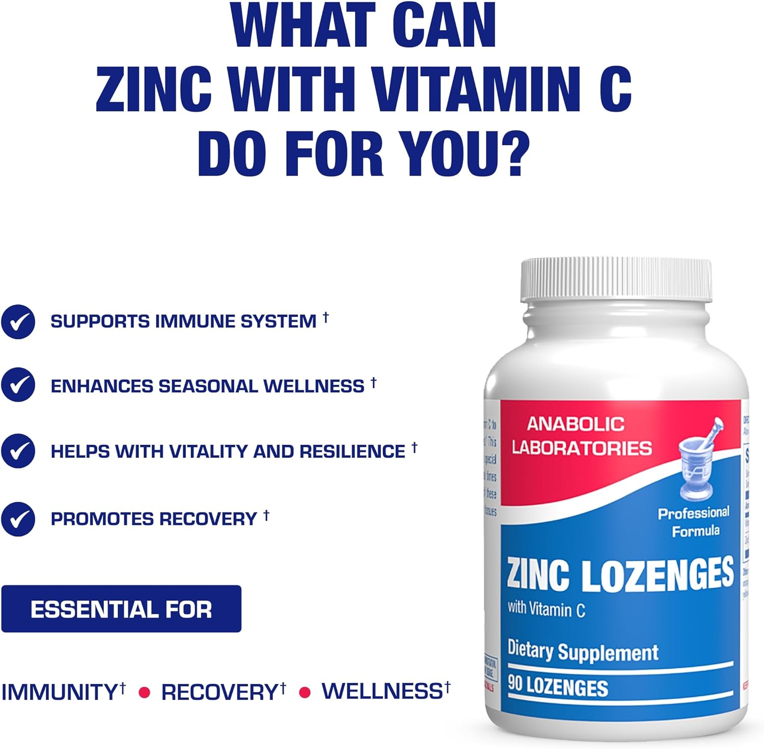 High Absorption Zinc and Vitamin C Lozenges for Daily Immune Support - Tasty Orange Flavored Supplement with 90 Count - Seasonal Wellness for Adults