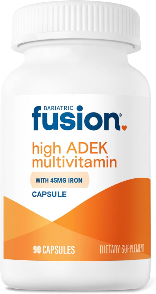 High ADEK Multivitamin with Iron for Duodenal Switch | Easy-to-Swallow Bariatric Fusion Vitamins | 90 Capsules