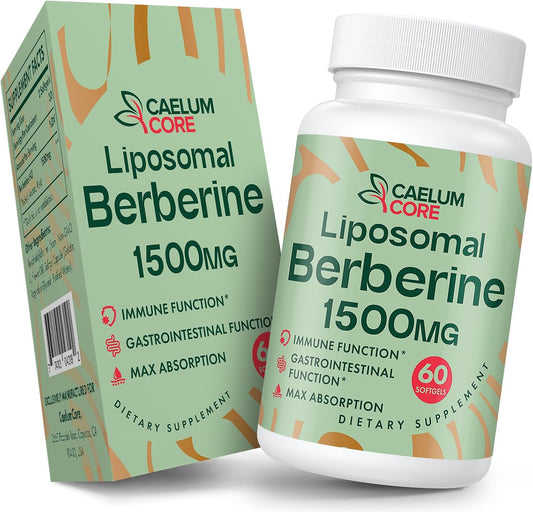 High Bioavailability Liposomal Berberine HCL Supplement - 1500mg Activates AMPK & GLP-1, Berberine for Overall Health Support - Women and Men, 1 Pack