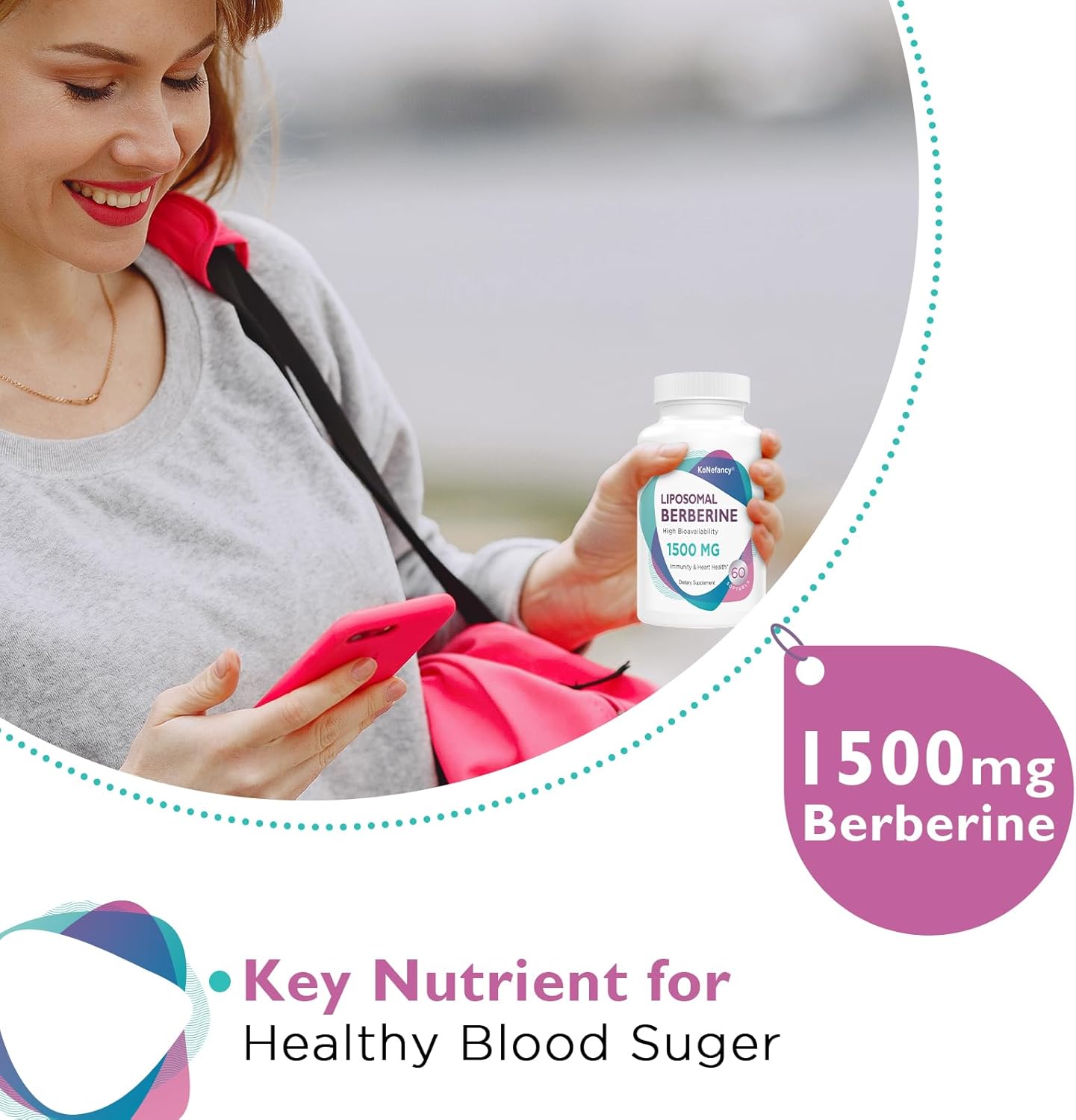 High Bioavailability Liposomal Berberine HCL Supplement 1500mg - AMPK Activator for Women and Men by KoNefancy