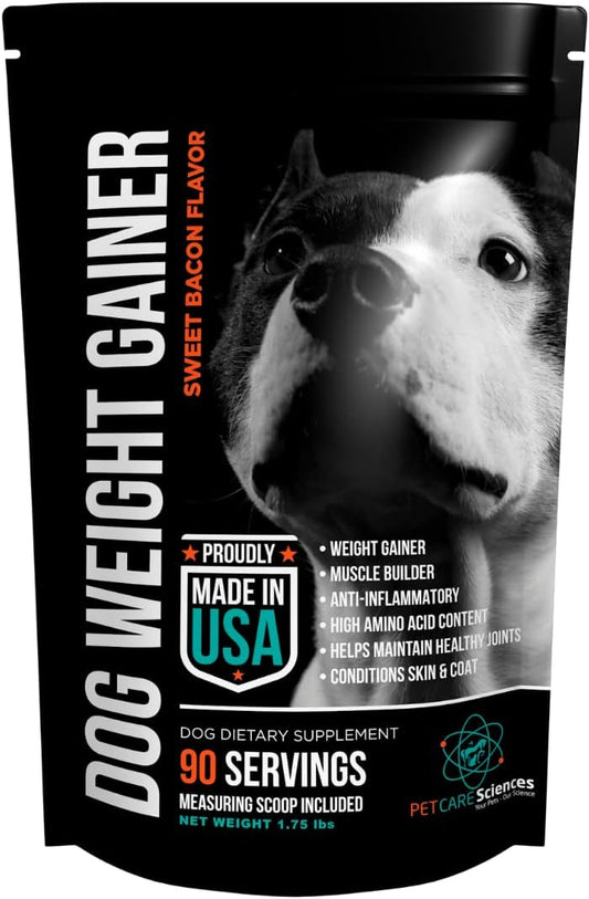 High Calorie Dog Weight Gainer Supplement for Muscle Growth - 45 Servings - Canine Protein Powder - Pet Care Sciences