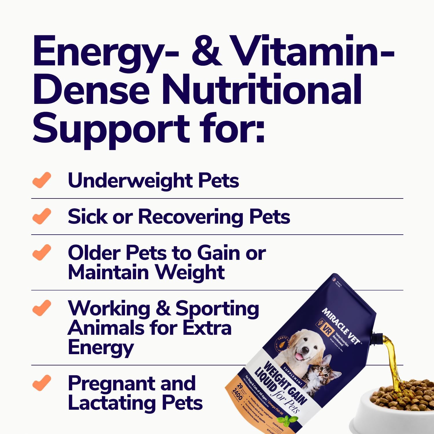 High-Calorie Weight Gainer Gel for Dogs & Cats - Nutritional Supplement with Omega Fish Oil, Calcium, and Multivitamins - Ideal for Puppies, Seniors, and Pregnant Pets