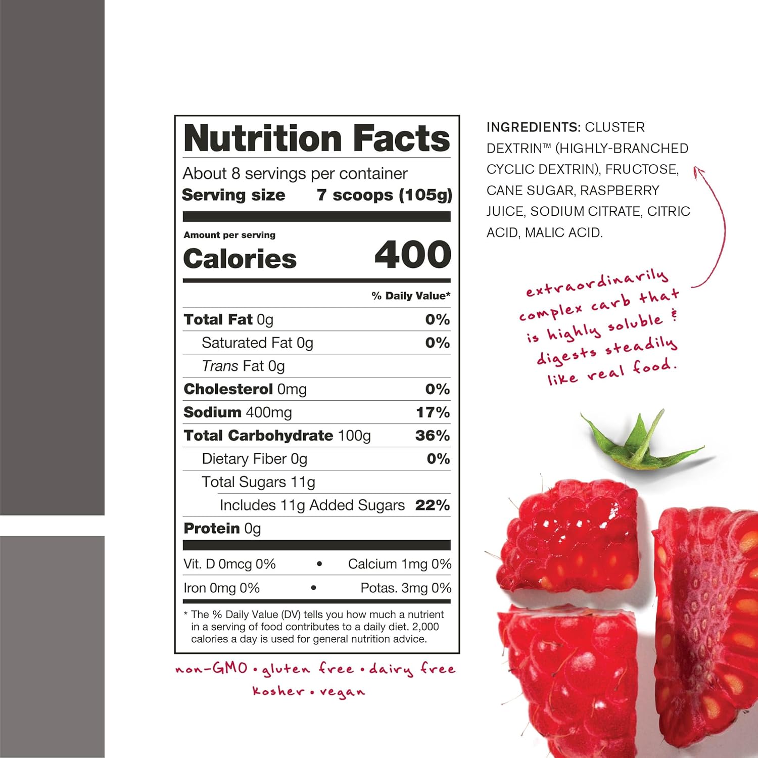 High-Carb Raspberry Endurance Energy Drink Powder with Electrolytes | Skratch Labs Hydration Mix | Non-GMO, Gluten-Free, Vegan, Kosher | 840g