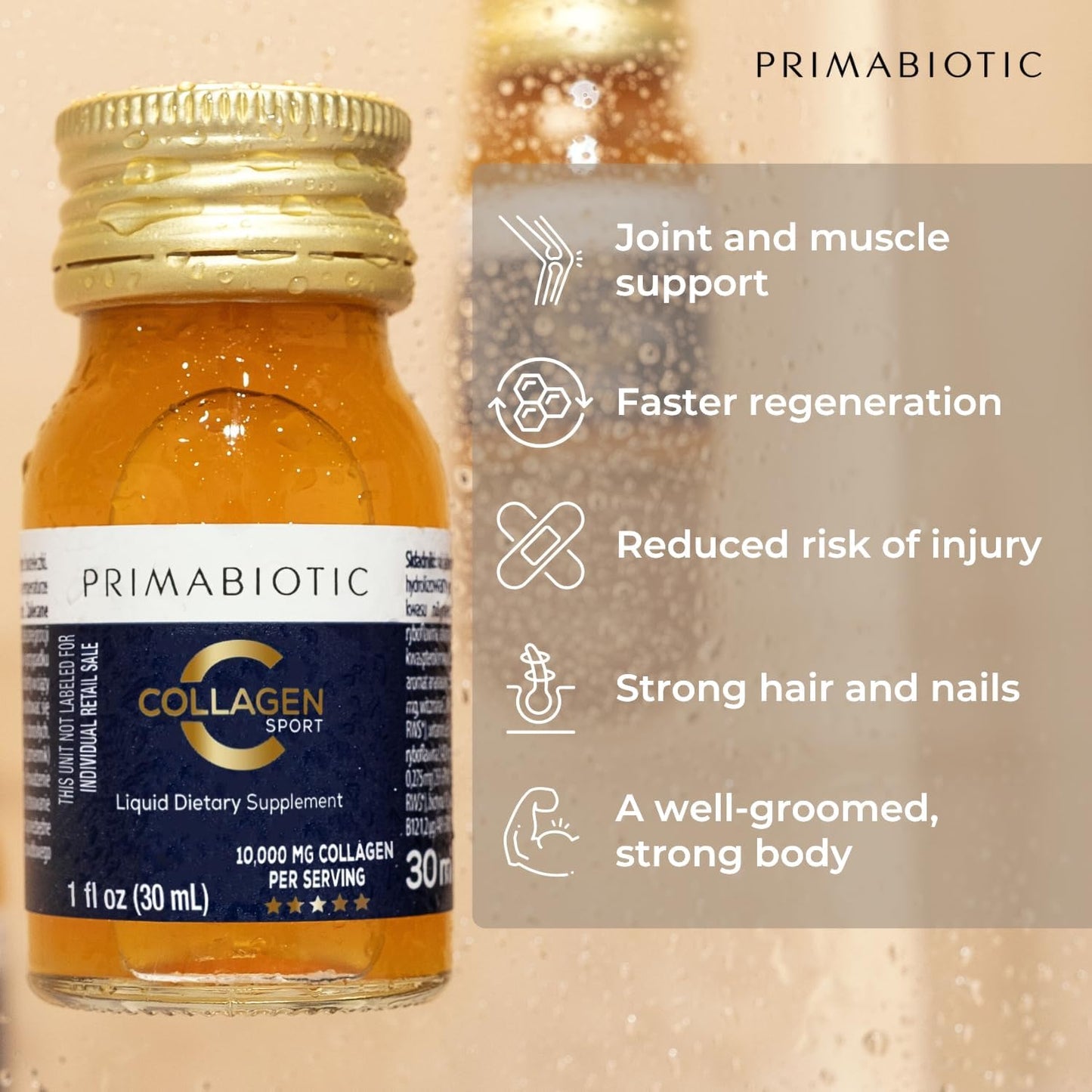 High Collagen Content Liquid Collagen Sport Drink with 10,000 Mg Per Serving - Hydrolyzed Collagen with 12 Vitamins for Bone Health, Hair, Nails - 30 Bottles x 30 ML