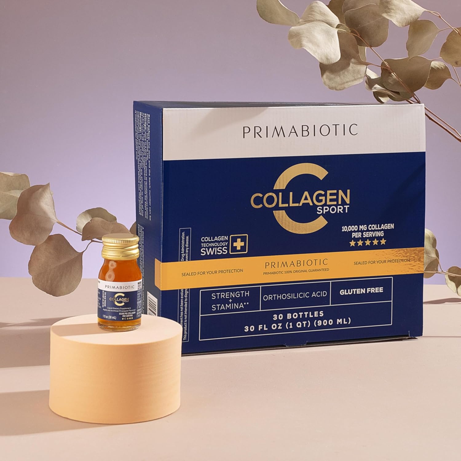 High Collagen Content Liquid Collagen Sport Drink with 10,000 Mg Per Serving - Hydrolyzed Collagen with 12 Vitamins for Bone Health, Hair, Nails - 30 Bottles x 30 ML
