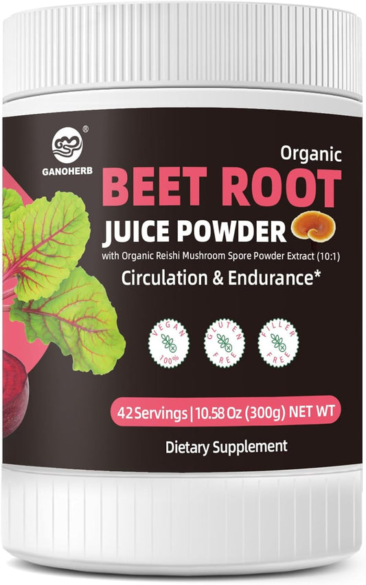 High Concentrated Organic Beet Juice Powder with Reishi Mushroom - 7000mg Superfood Supplement for Circulation and Endurance