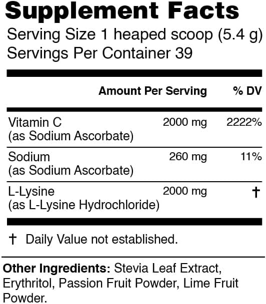 High-Dose Vitamin C & Lysine Drink Powder for Heart & Arteries Support - Life Energy Vitamin Cardio