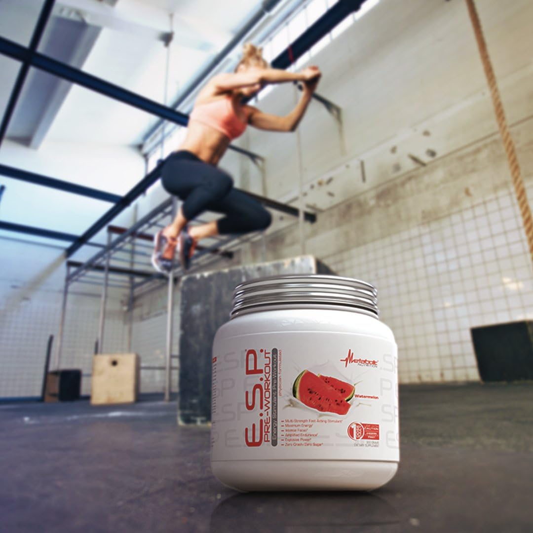 High Energy and Mental Focus Pre Workout Supplement, Fruit Punch Flavor, 300 Grams (90 Servings) - Metabolic Nutrition ESP