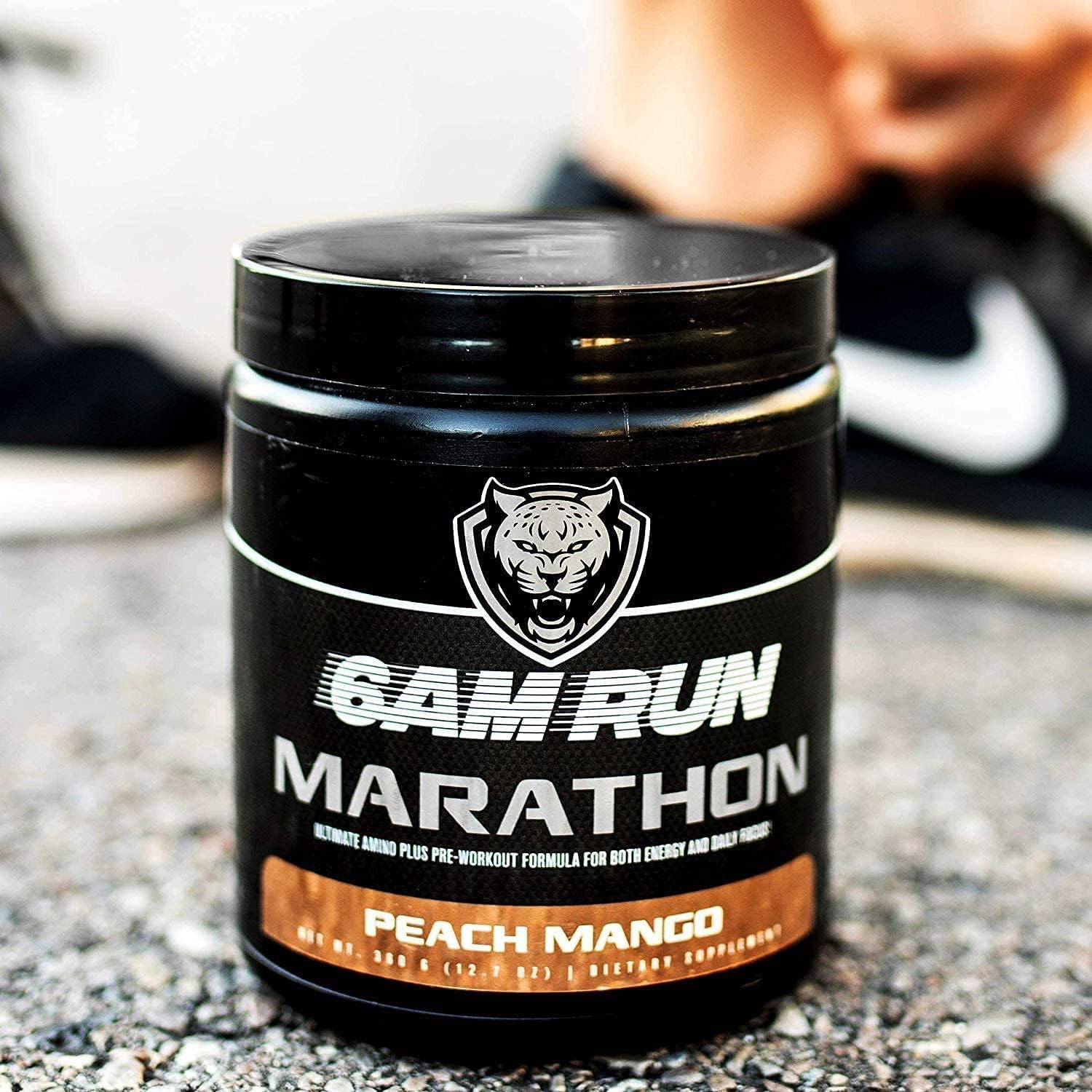 High Energy Peach Mango Pre Workout Powder for Distance Running - All Natural, Keto, Vegan Formula with Amino Acids, No Jitters - 40 Servings