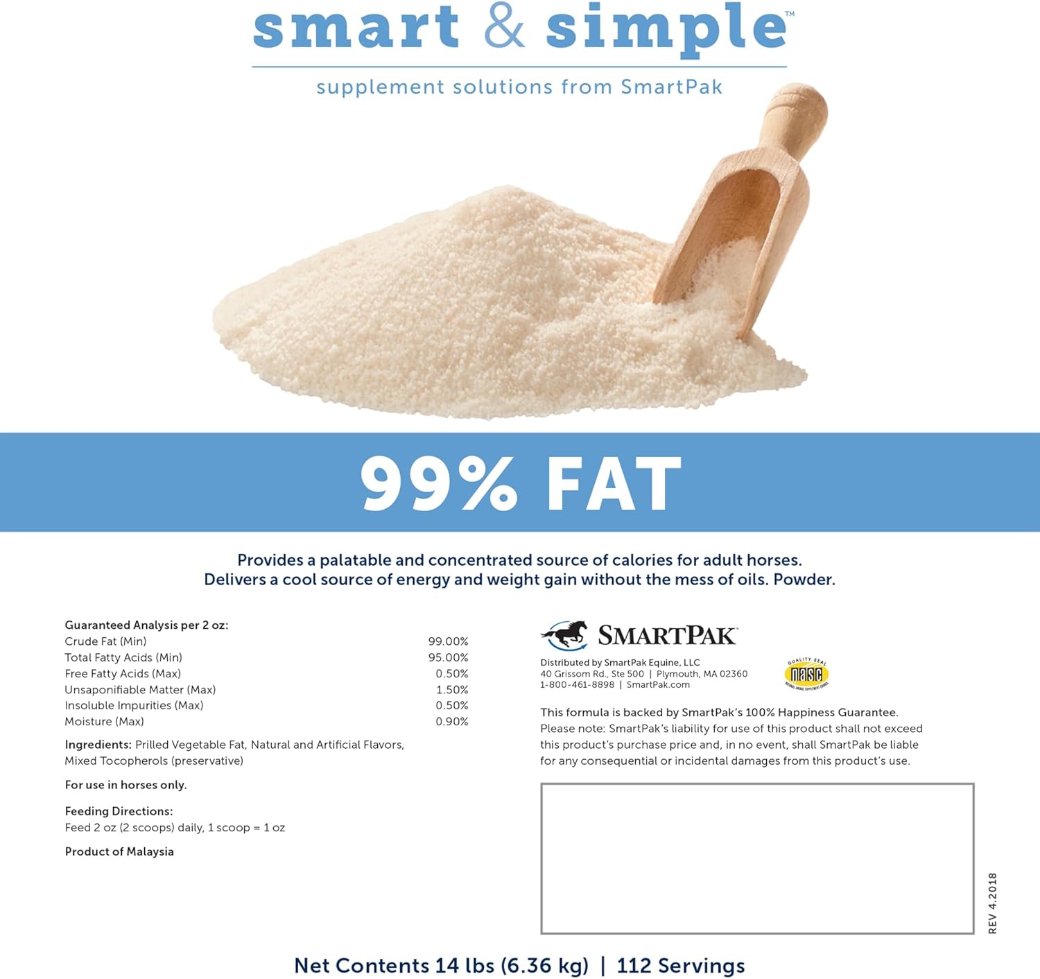 High Fat Horse Weight Gain Supplement Supports Ideal Body Condition | Easy-to-Use Tasty Powder | 14 lb Bag