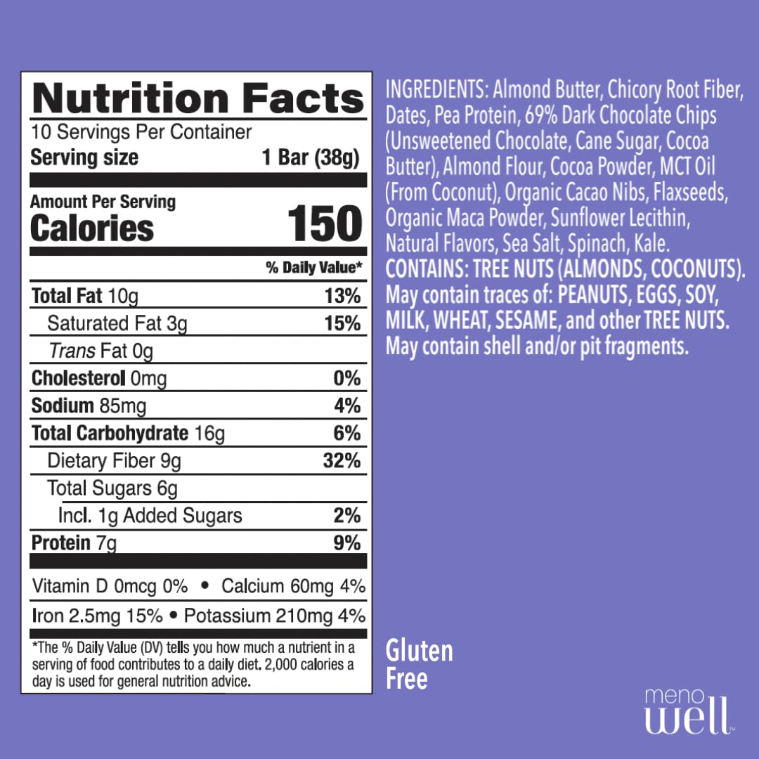 High Fiber and Protein Menopause Energy Bars for Women - Double Chocolate Brownie & Peanut Butter Chocolate (20 Count)