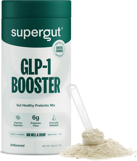 High Fiber GLP-1 Supplement Powder for Gut Health - Supergut Gut Healthy Booster for Women & Men - Sugar-Free Drink Mix (20 Servings)