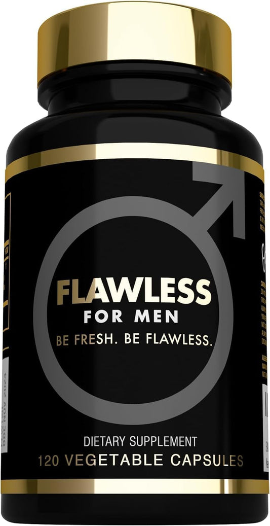 High Fiber Men's Supplement - 120 Capsules, 3000mg Blend of Psyllium Husk, Aloe Vera, Chia Seed, and Flaxseed Powder for Gut Health and Regularity - Flawless for Men USA