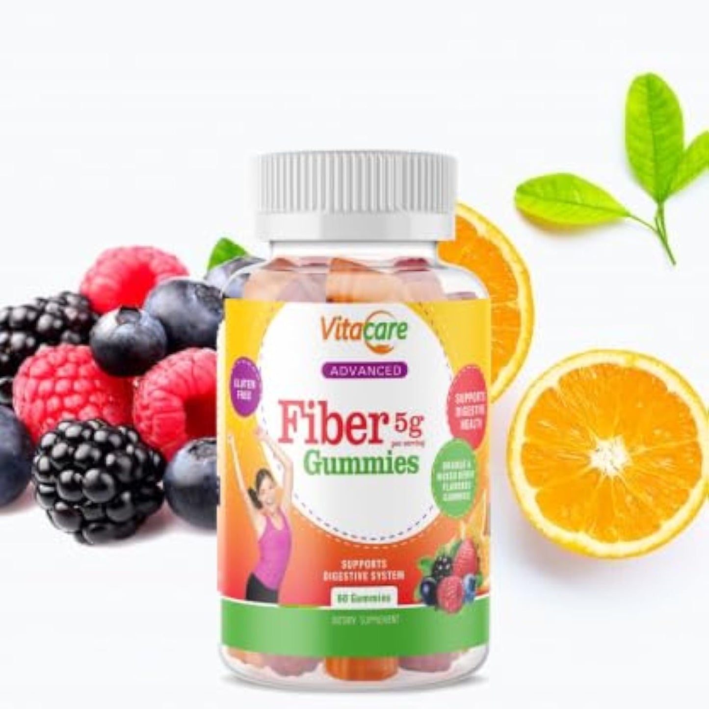 High Fiber Prebiotic Gummies for Adults - 60 Tasty Vitacare Advanced Fiber 5gm Gummies - Immunity & Digestive Support - Non GMO & Halal