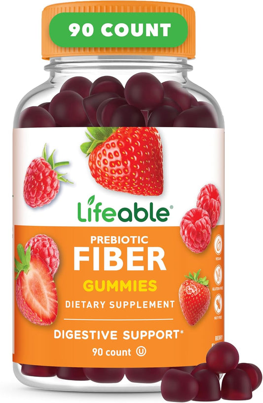 High Fiber Prebiotic Gummies for Digestive Health | 5g Fiber Supplement | Great Tasting Adult Gummies | 90 Count