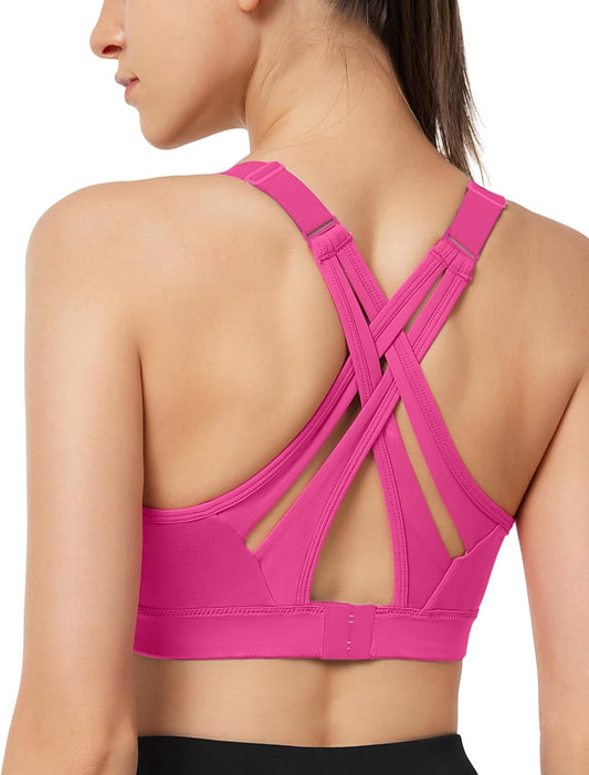 High Impact Yvette Sports Bra with Adjustable Criss Cross Back - Maximum Support for Large Bust, Zero Bounce